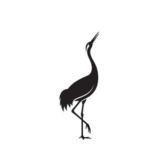 Naklejka premium A minimalist black silhouette of a crane standing on one leg.