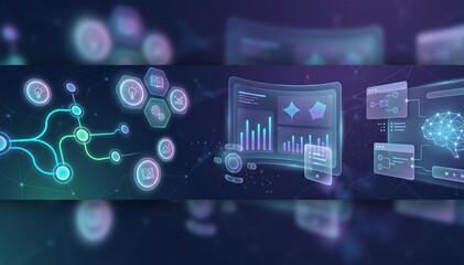 Fototapeta premium futuristic digital learning dashboard with glowing data analytics and dna visualization