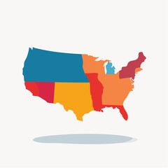 Fototapeta premium Colorful Map of the United States Divided into Regions