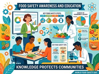 Naklejka premium Food Safety Training Session in Modern Classroom with Diverse Team