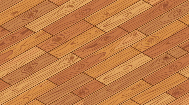 Diagonal wooden plank parquet flooring with wood grain seamless vector pattern. Natural brown timber board texture graphic illustration for interior design wallpaper and background.