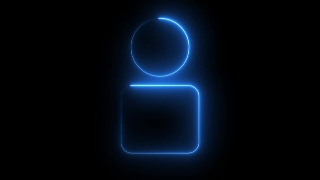 A striking neon pink outline of a generic person radiates a vivid glow against a black background, representing user profiles, digital.user contact icon animation profile .4k