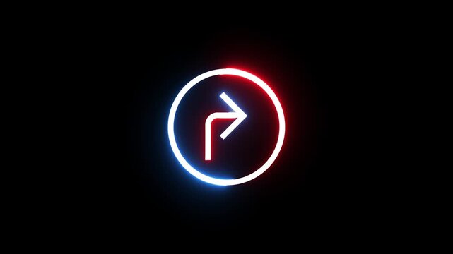 Glowing neon modern arrow icon animation.
