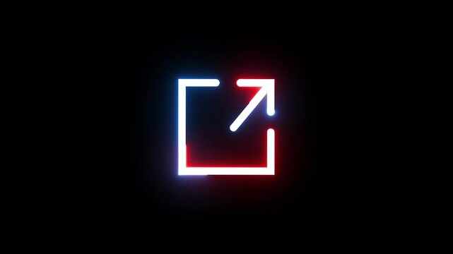 Glowing neon modern arrow icon animation.