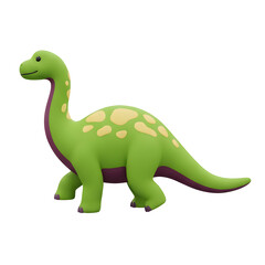 Naklejka premium Cute green cartoon dinosaur with yellow spots on white background
