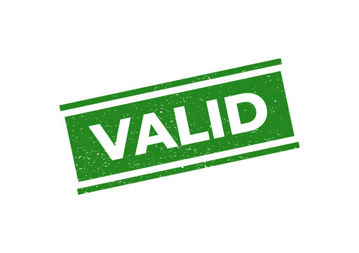 Green valid stamp on white background