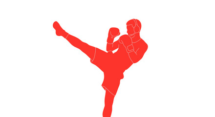 Silhouette of Karate Fighter in Action Pose. © Andimanaba