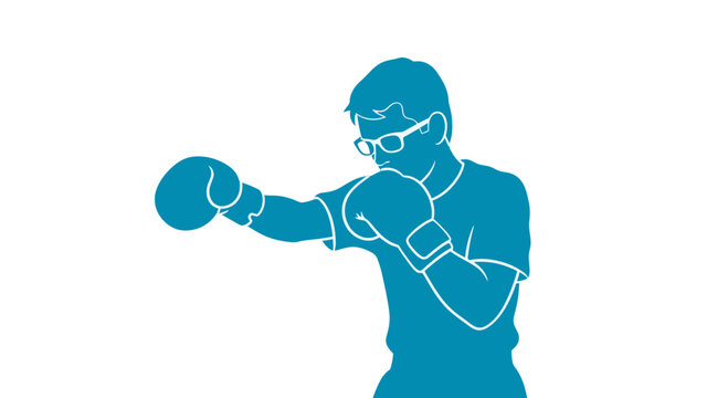 Boxer Throwing Punch with Boxing Gloves.
