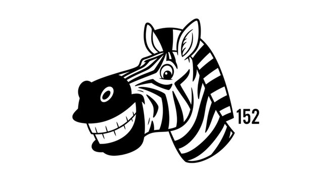 Black and White Zebra Head Illustration.