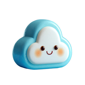 Cute cartoon cloud character with cheerful face against a black backdrop