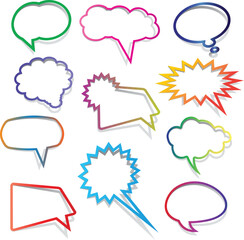 Colorful conversation cloud dialogue stickers for message alert web graphic design vector © Gobindo