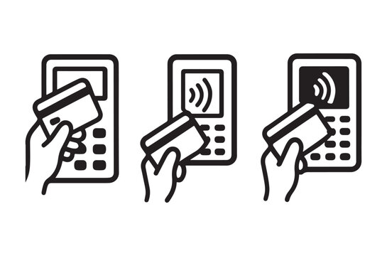 payment methods line icons card terminal hand