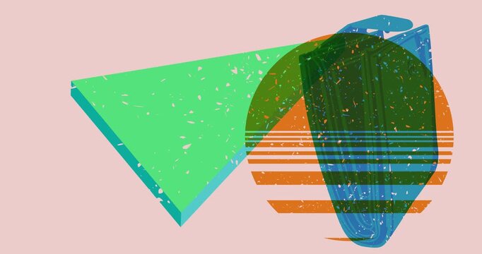 Risograph Wallet with geometric shapes animation. Moving object in trendy riso graph design video.