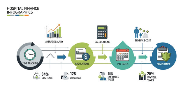 Hospital finance infographic financial data visualization and analysis