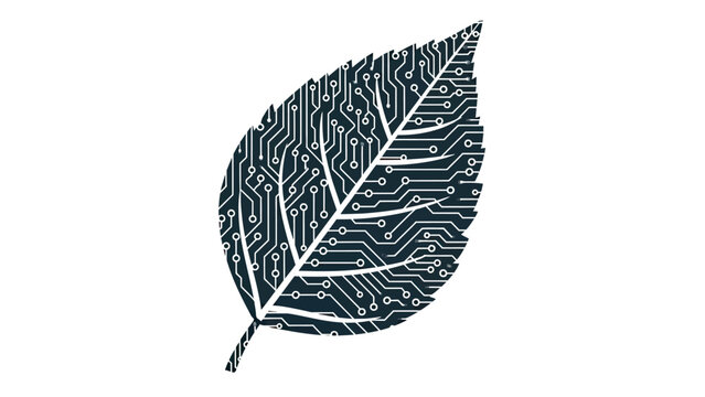 Leaf shape filled with circuit board pattern