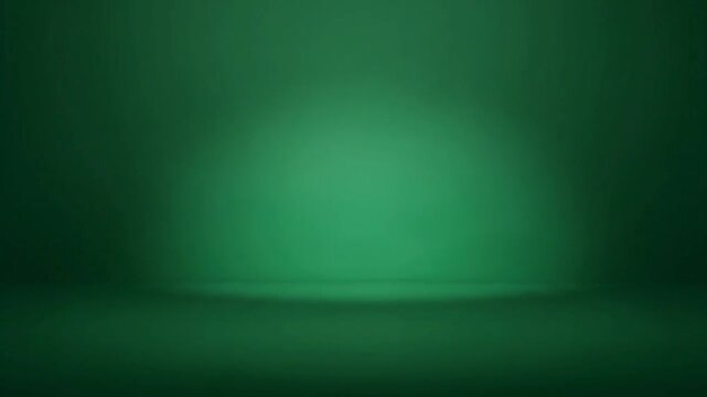 A smooth and empty studio background with a deep green color gradient