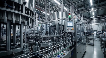 Fototapeta premium Modern industrial factory with advanced machinery and automated production lines