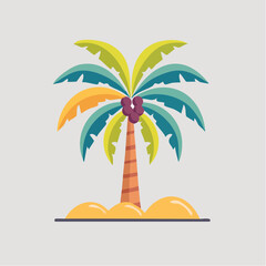 Obraz premium Stylized Palm Tree with Coconuts and Sandy Base