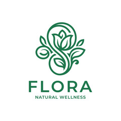 Fototapeta premium Stylized floral swirl logo design abstract nature element brand identity