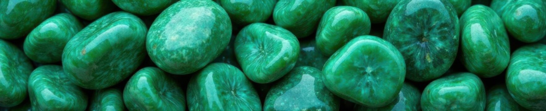 Green aventurine stones, fine-grained texture  Ornamental pebbles , stones, folk medicine, texture