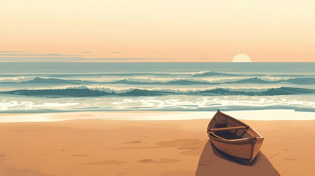 誰もいない海辺の風景