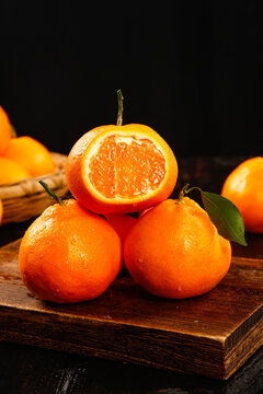 Fresh Szechuan Tangerines - Diced Citrus Fruit on Wood