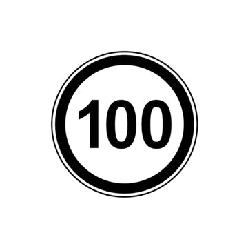 Speed Limit 100 Sign: A clear and concise depiction of a speed limit sign indicating a maximum speed of 100, presented in a graphic, easy-to-understand format.