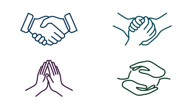 A set of simple line icons showing various hand gestures