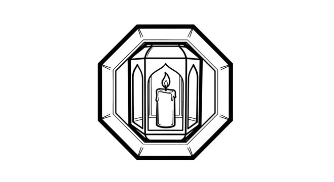 Candle in Octagonal Lantern Illustration.