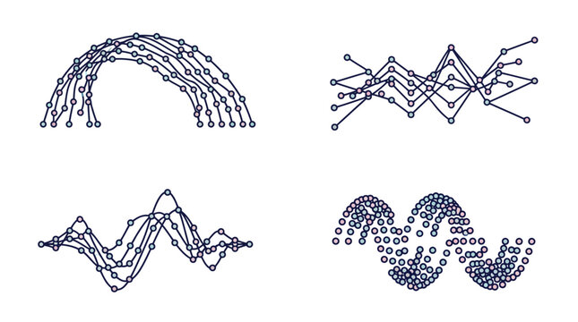 Abstract data visualization charts showing various complex wave patterns