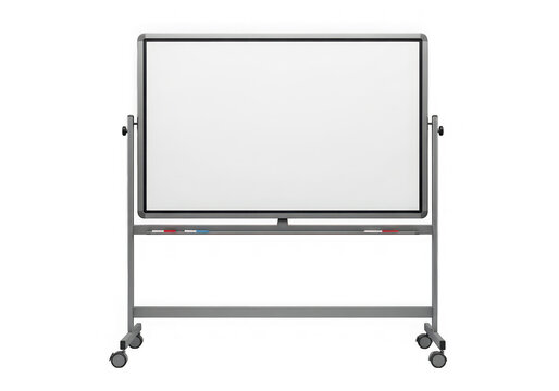 Modern whiteboard presentation stand with wheels