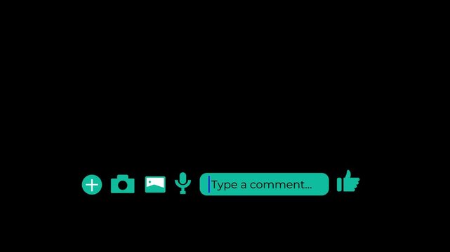 modern comment box ui animation with like button and media icons.
