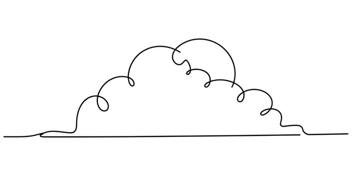 Continuous single line drawing of a fluffy cloud shape in the sky Vector, illustration