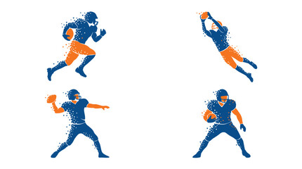 Obraz premium Silhouettes of football players in dynamic action poses