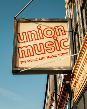 Union Music vintage sign, Worcester, Massachusetts