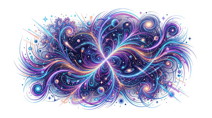 Abstract cosmic swirl with glowing stars and vibrant galaxy patterns © love
