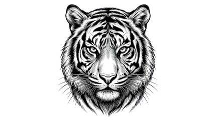 Fototapeta premium Majestic tiger head with intense gaze and detailed stripes