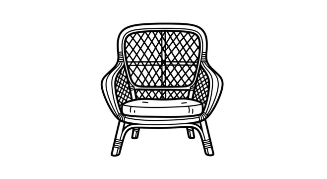 Wicker Armchair with Cushion Illustration.