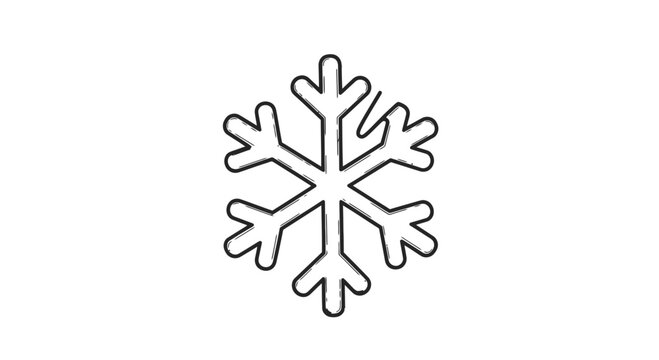 Simple Black and White Snowflake Icon.