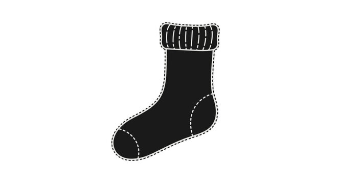 Black Sock with White Stitching Details.