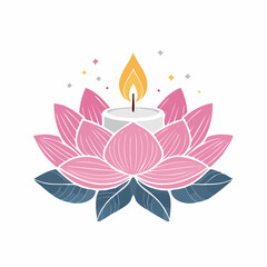 Fototapeta premium Lotus flower with a lit candle