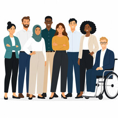 Fototapeta premium Diversity Inclusion Multicultural Team Business Flat Illustration
