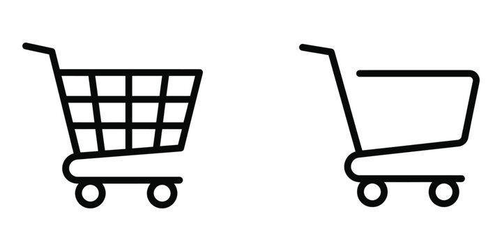 Set of shopping cart line art icons for e commerce and retail with shopping ecommerce purchase