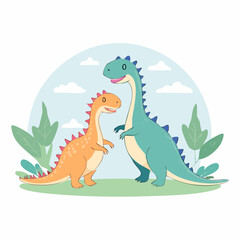 Fototapeta premium Cute Cartoon Dinosaurs Illustration