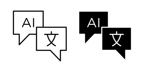 AI translation icon in outline and solid style, isolated on white background. Perfect for language processing, automated translation, and multilingual features in mobile and web design. © Vector Studio