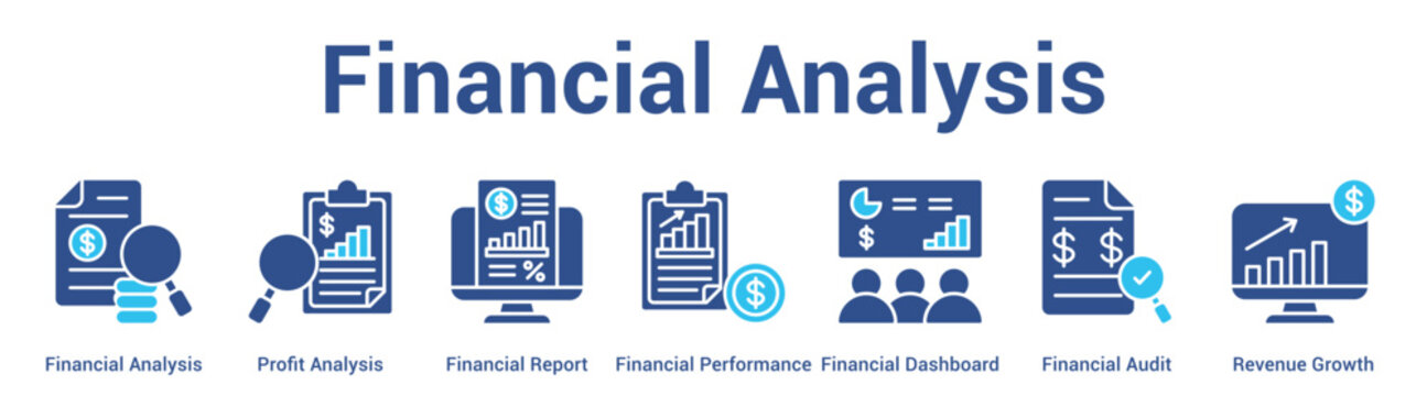 Financial Analysis web banner icon vector illustration concept for business with icon of Financial Analysis, Profit Analysis, Financial Report, Financial Performance, Financial Dashboard, Financial.