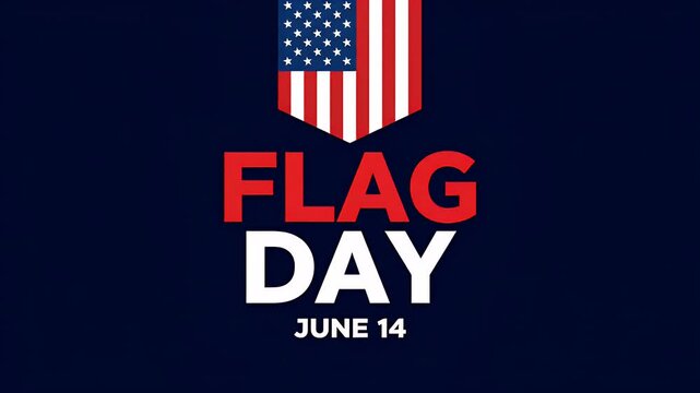 A graphic design celebrating flag day with the united states national emblem and bold red white blue text