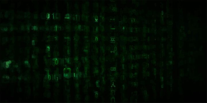 Abstract green matrix binary code background for cyber security concept