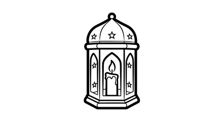 Obraz premium Islamic Lantern Illustration with Stars and Candle.