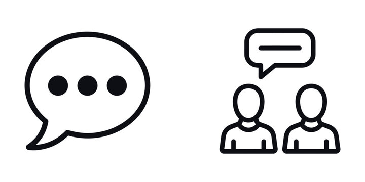 People communication and speech bubble outline icons with dialogue communication interaction